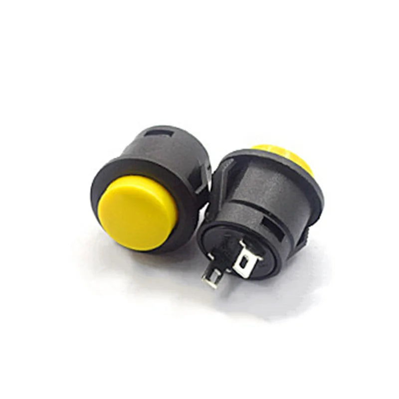 6PCS R13-507 Self Resetting Power Button Card Buckle Switch 16mm round Multiple Panel Mounting without Lock for Electronics