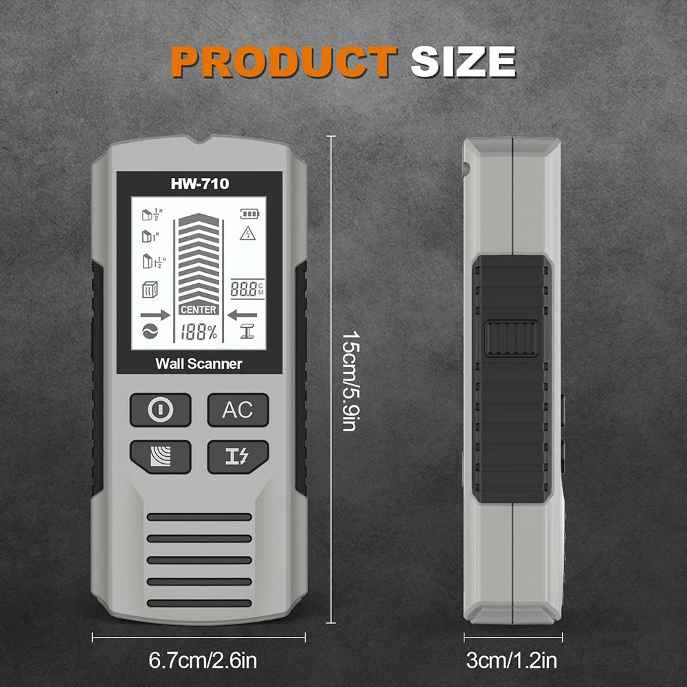 6 in 1 Wall Metal Detector Depth Wall Stud Finder Metal Wood Studs AC Voltage Live Wire Detect Wall Scanner Electric Box Finder