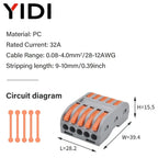 5pcs/lot Splitter Cable Push-in Lever Connection Terminal Block 1 In Multiple Out Combined Compact Quick Splice Wire Connector