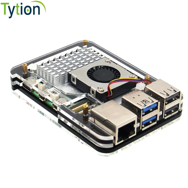 Raspberry Pi 5 Case 5 Layers Acrylic Compatible with Raspberry Pi 5 Active Cooler