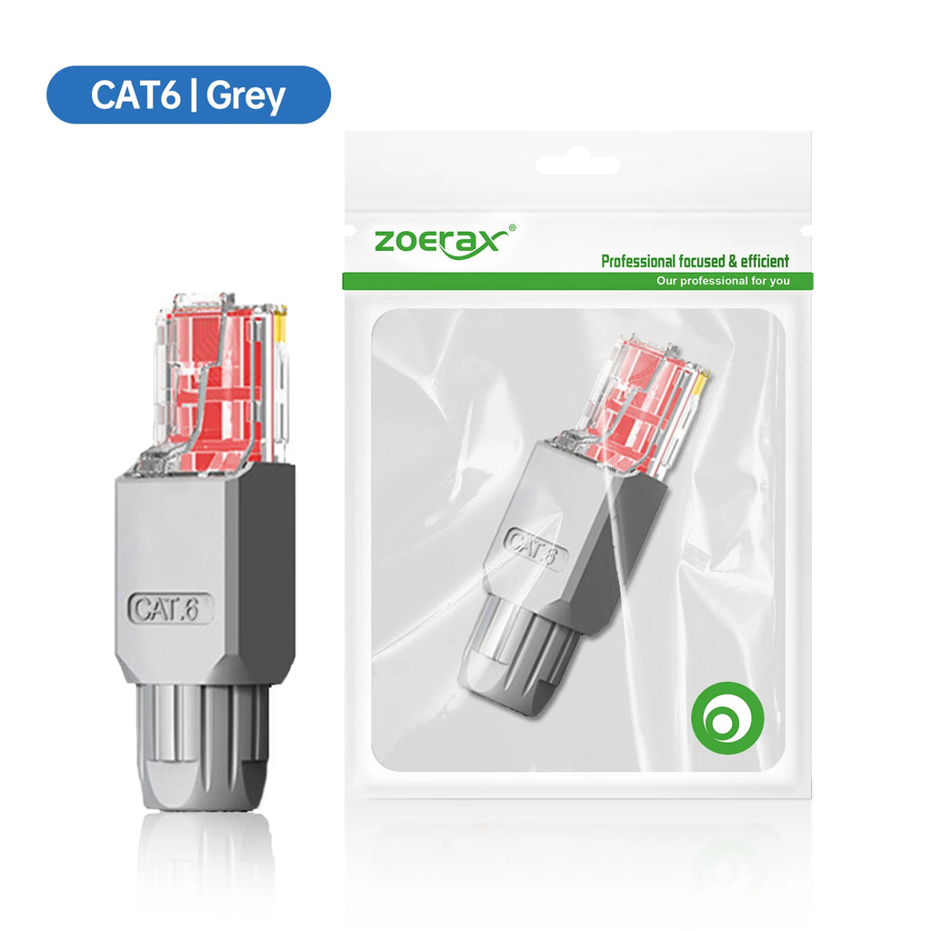 2PCS RJ45 CAT6A CAT6 Connector, ZoeRax Tool Free Ethernet Termination Plugs, 23AWG to 26AWG Cable Internet Plug Toolless