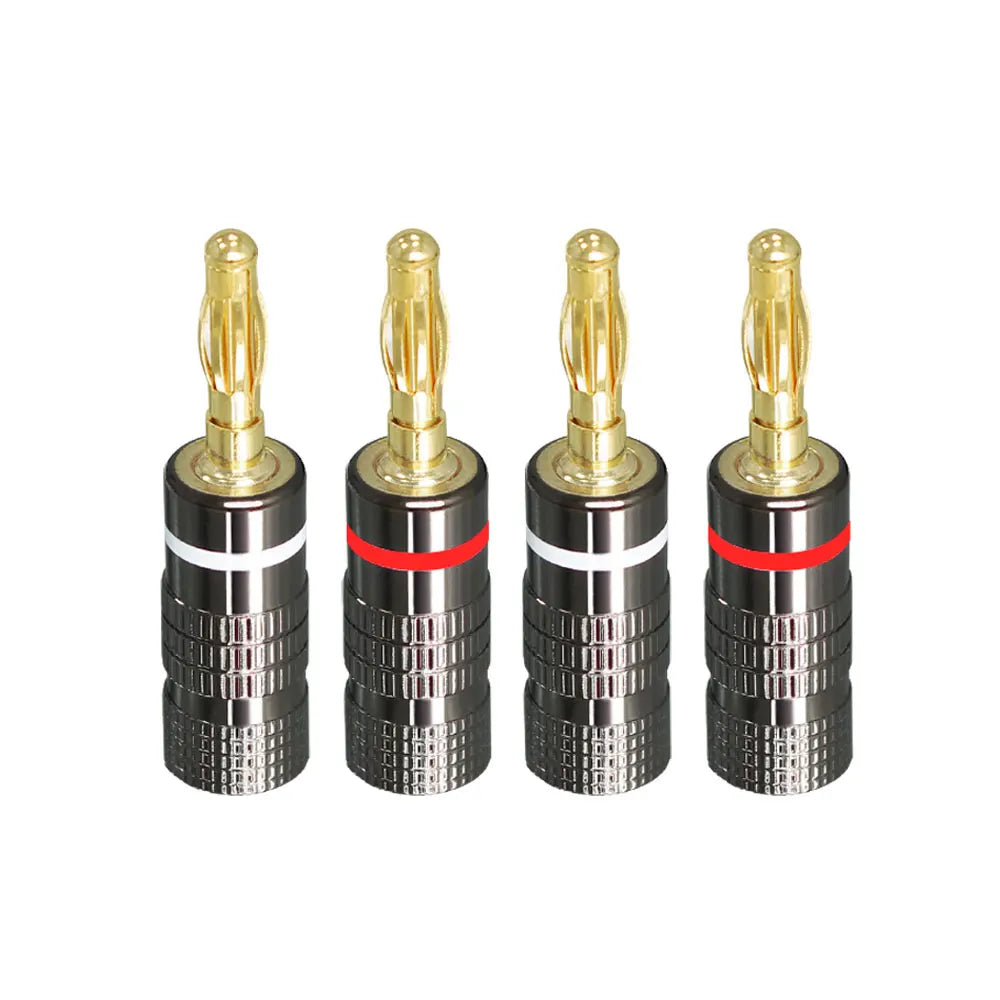 4PCS DIY Speaker Banana Plug Connectors 4MM Gold Plated Copper OFC GD Hifi Amp Speaker Adapter Terminal Connectors Banana Plugs