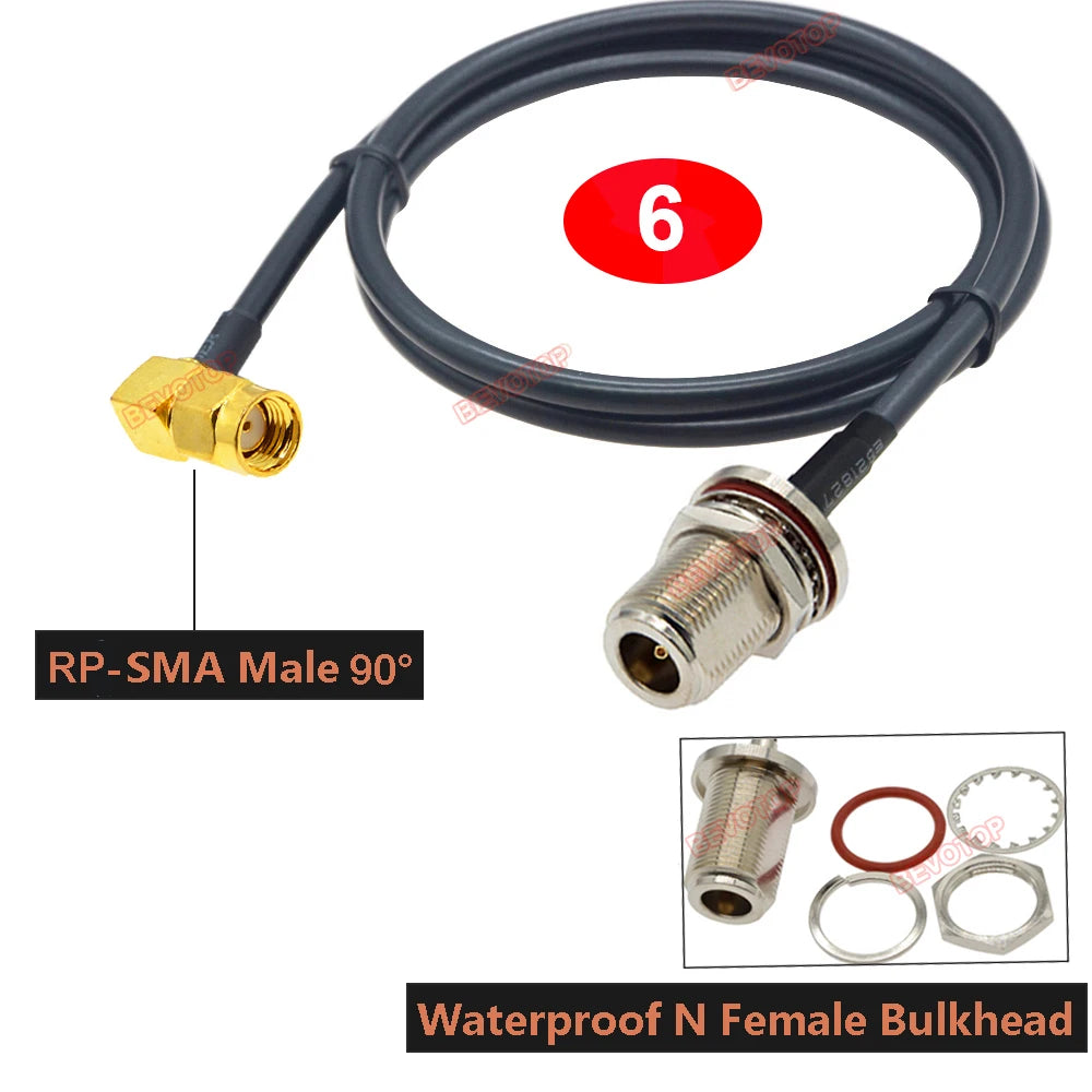 1PCS RG58 Cable Waterproof N Female Bulkhead to SMA/ RP-SMA Male Female RF Coax Pigtail 3G 4G 5G LTE Antenna Extension Jumper