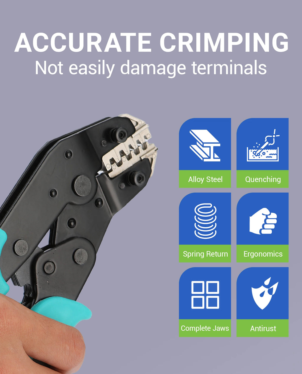Crimping Pliers Tools Kit Set Quick Replace Jaws For Non Insulated Open Barrel Ferrule Tubular MC4 Solar JST Terminals Connector