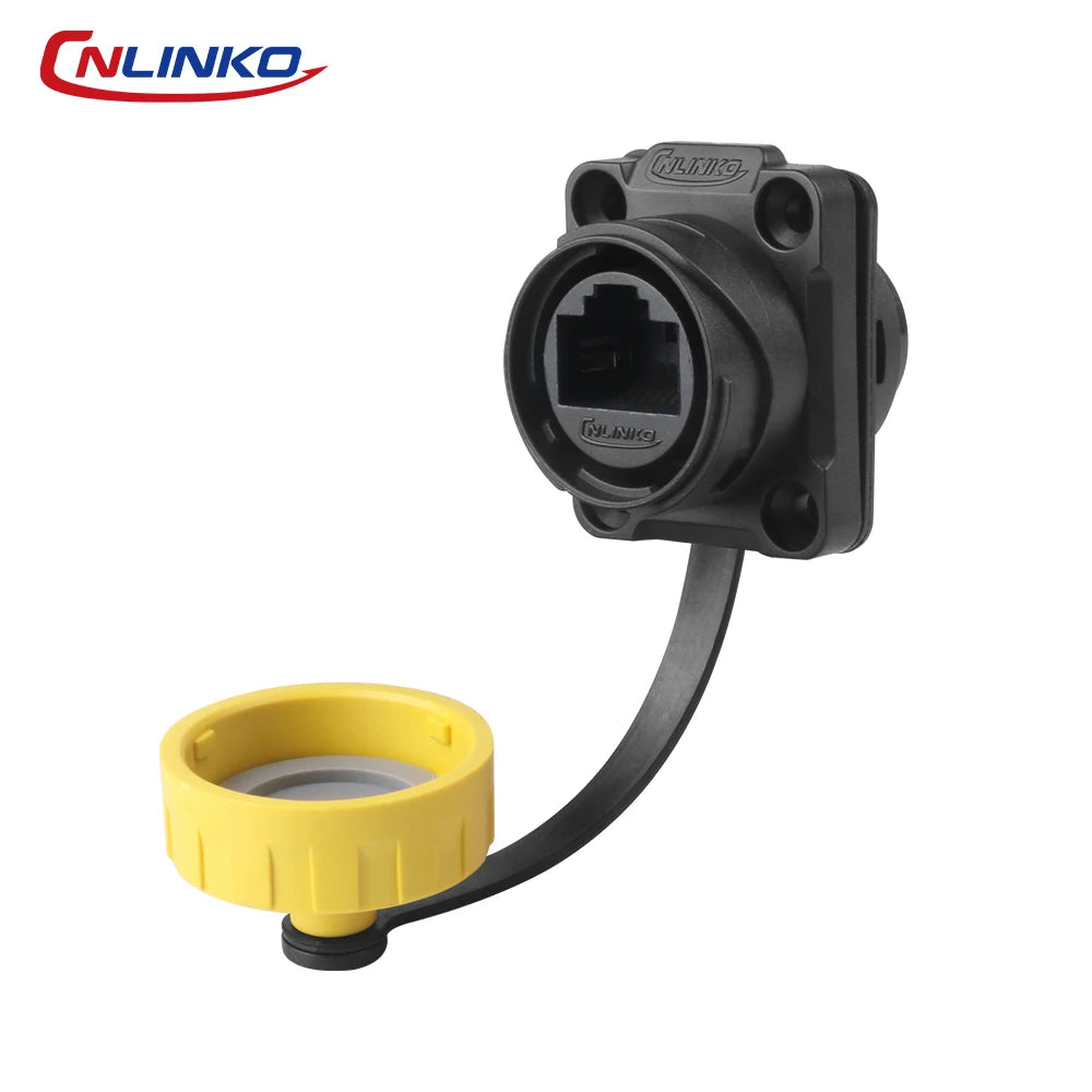 CNLINKO M20 PBT Plastic IP68 Waterproof RJ45 Cable Signal Connector YM20 CAT6 Panel Mount Socket Plug Network Ethernet Interface