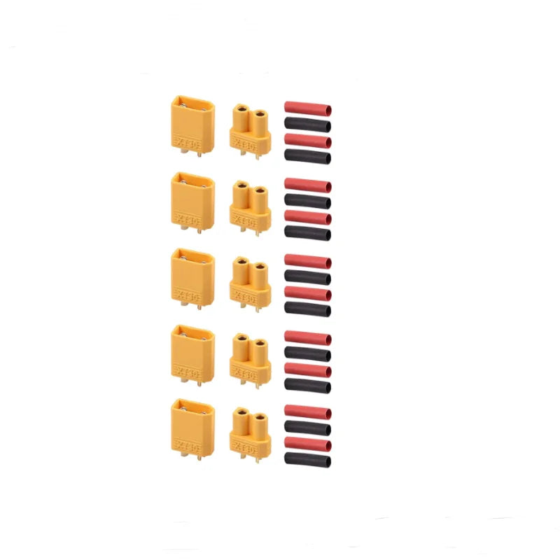 5/10 Pairs XT30 2mm Gold Plated Battery Connector with Heat Shrink Tube for Drones RC Cars