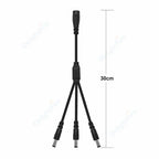 DC Power 1 Female to 2 Male 5.5mm x 2.1mm Barrel Plug Y Splitter Adapter Splitter Cord for Surveillance Camera LED Strip Light