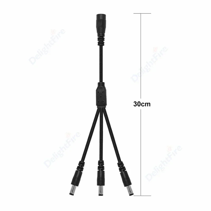 DC Power 1 Female to 2 Male 5.5mm x 2.1mm Barrel Plug Y Splitter Adapter Splitter Cord for Surveillance Camera LED Strip Light