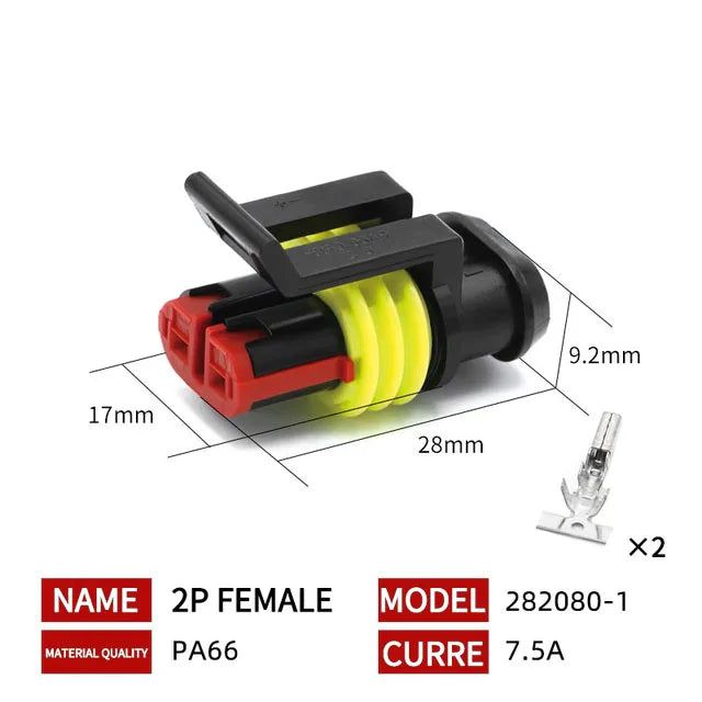 20/50/100Sets 1.5 Series AMP Automobile Connectors 1/2/3/4/5/6 Pin Super Seal Waterproof  Electrical Wire Connector PA66 Nylon