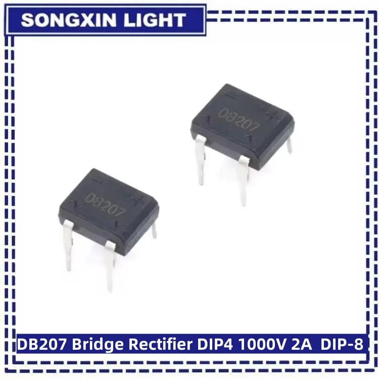 20PCS LUASAMIROB DB207 Bridge Rectifier DIP4 1000V 2A DB207S Power Diode Rectifiers Electronic Components IC