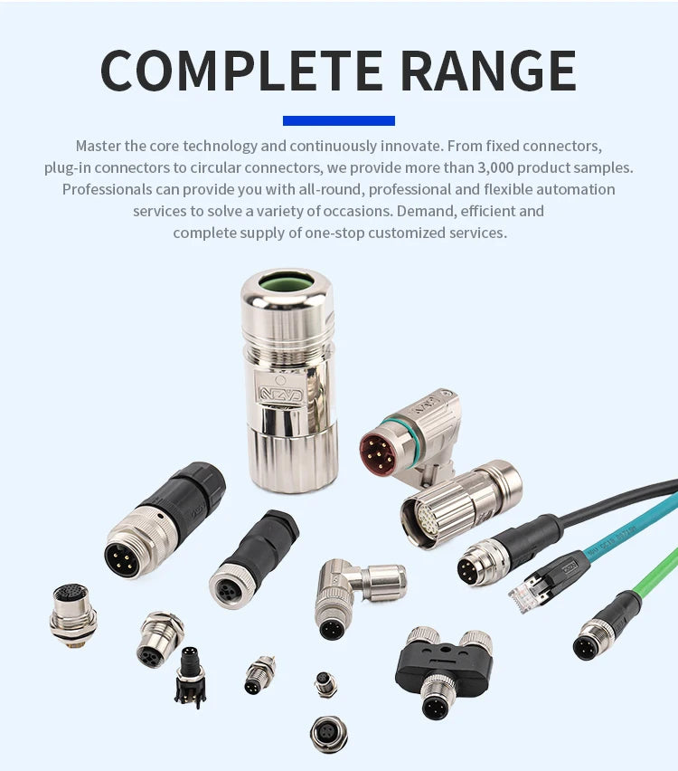 Best Selling M5 3 Pin 4 Pin 1/2/5m IP67 Wire Straight&Angled Overmolded Plug Sensor Connector for Factory Automation