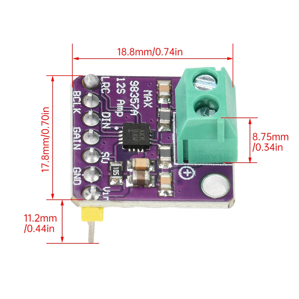 High Quality MAX98357 MAX98357A I2S 3W Class D Amplifier Breakout Interface I2S DAC Decoder for Raspberry Pi Esp32