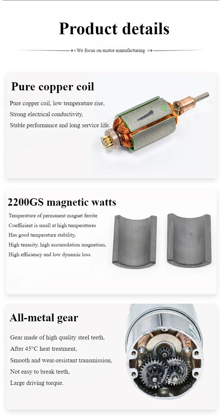 12V 24V Dc Gear Motor 25W 42GA775 Gear Reducer Motor High Torque Low Speed Micro Adjustable Speed 775 DC Motor