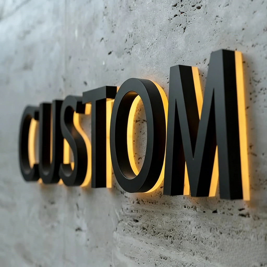 3D Custom Luxury LED Luminous Acrylic Metal Wall Letters - Business Logo Signboard for Cafe Wall Decor & Commercial Advertising