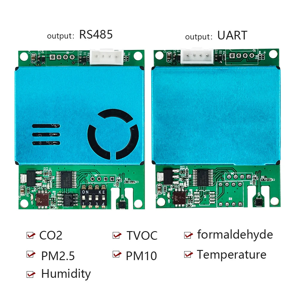 Indoor 7IN1 Air Quality Sensor Module PM2.5 Laser Dust Sensor CO2 HCHO TVOC Gas Sensor RS485/UART Output M702