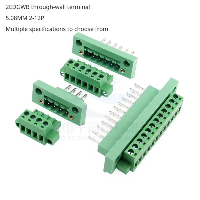 Pluggable Through-Wall Green Terminal Block 2EDGWB-5.08MM With Screw Fixed Panel 2P3P4P-12P