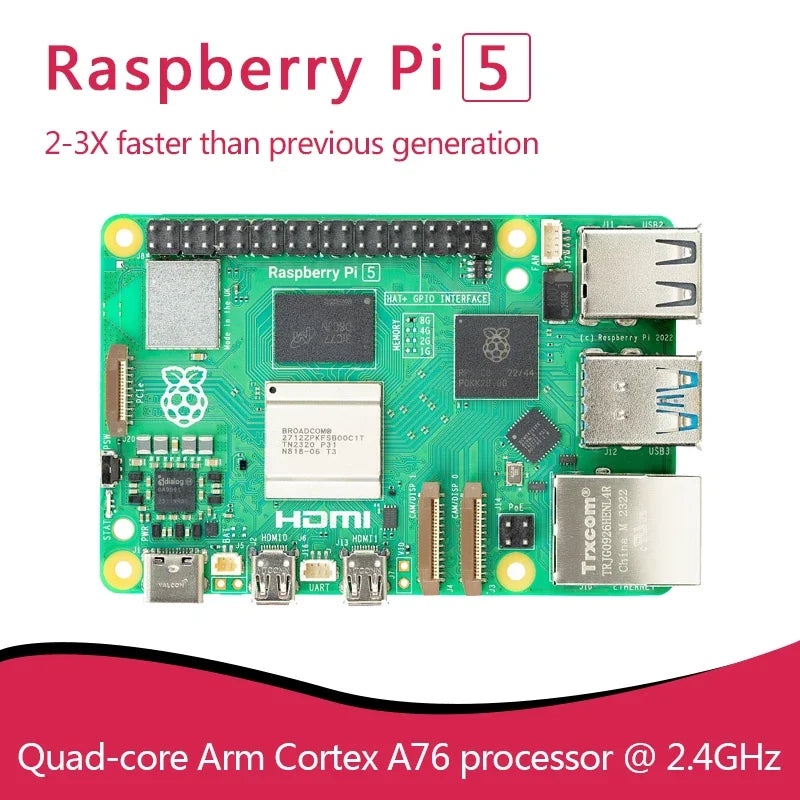 Official Original Raspberry Pi 5 Cortex-A76 Linux 2GB 4GB 8GB 16GB Arm Board Python Programlama PCIe Gigabit Ethernet USB3.0