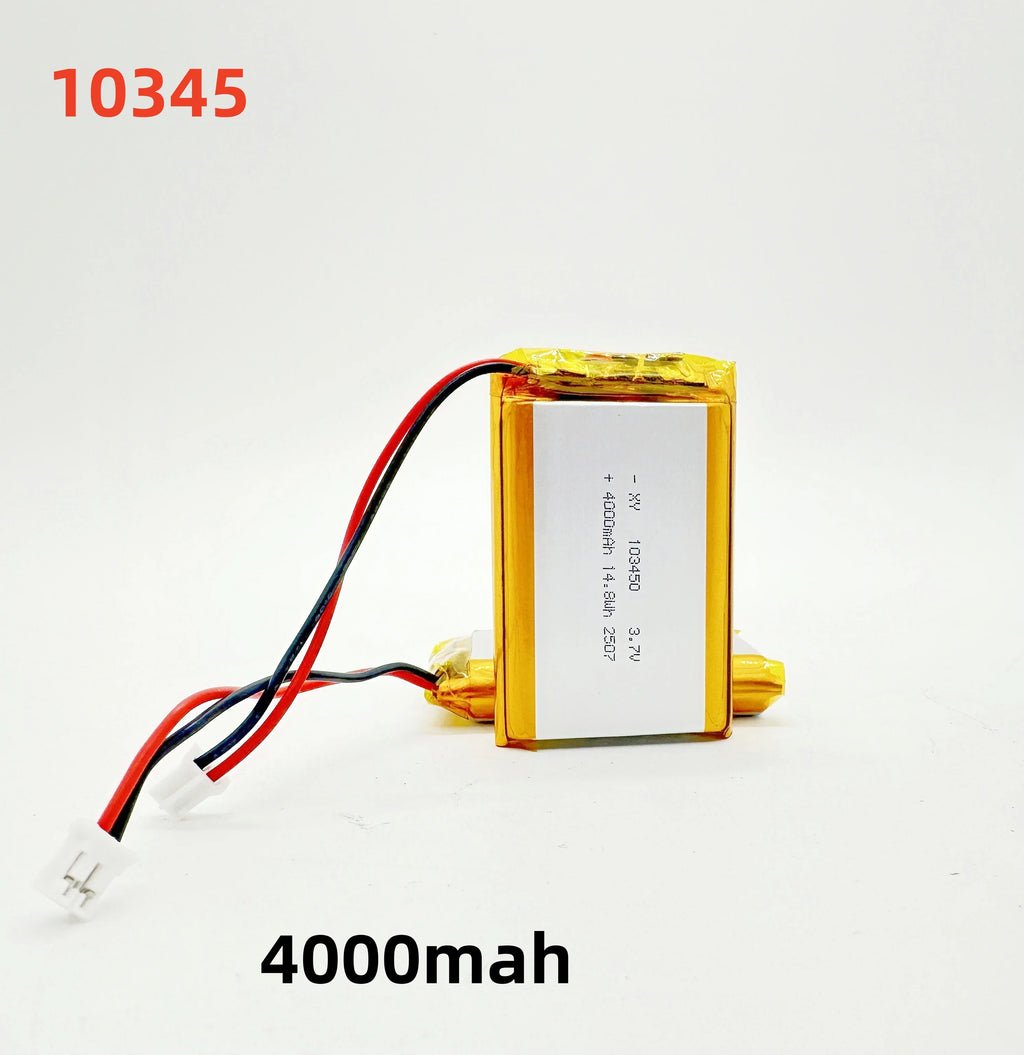2.0-4.0AH 103450 Polymer Lithium Rechargeable Battery JST PH 2.0mm 2pin Plug for Camera GPS Navigator MP5 Bluetooth Headset