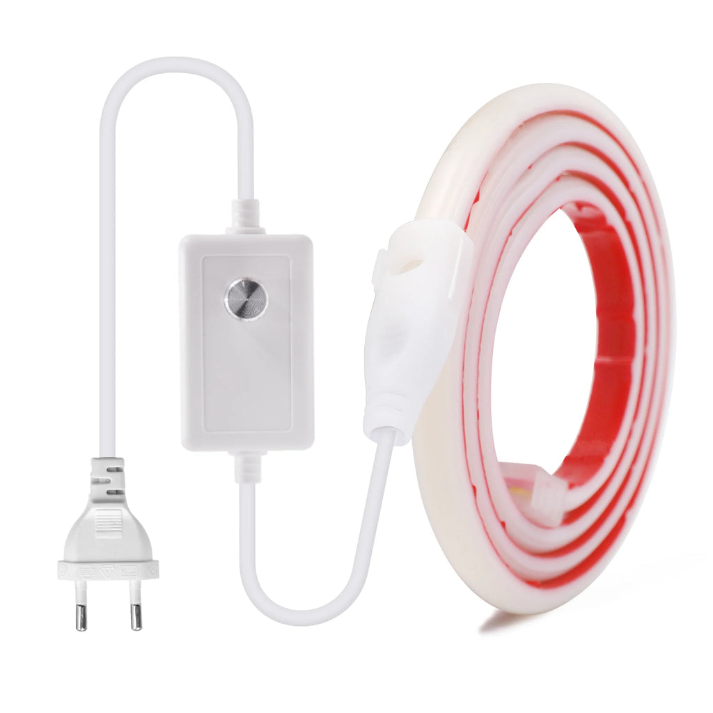 220V Dimmable COB LED Neon Strip Light 288Leds/M IP67 With Switch/Dimmer EU Plug Flexible Adhesive Tape for Home Garden Lighting