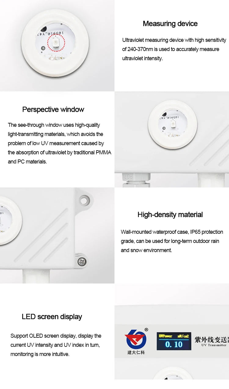 UV Light Intensity Meter Ultraviolet Sensor 4-20mA RS485 0-5V 10V Solar UV Sensor Detector Illuminance Sunshine Transmitter