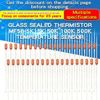 20Pcs Glass Sealed Thermistor Resistor NTC MF58 3950 B 5% 5K 10K 15K 50K 100K 200K 500K Ohm Induction Cooker Temperature Sensor