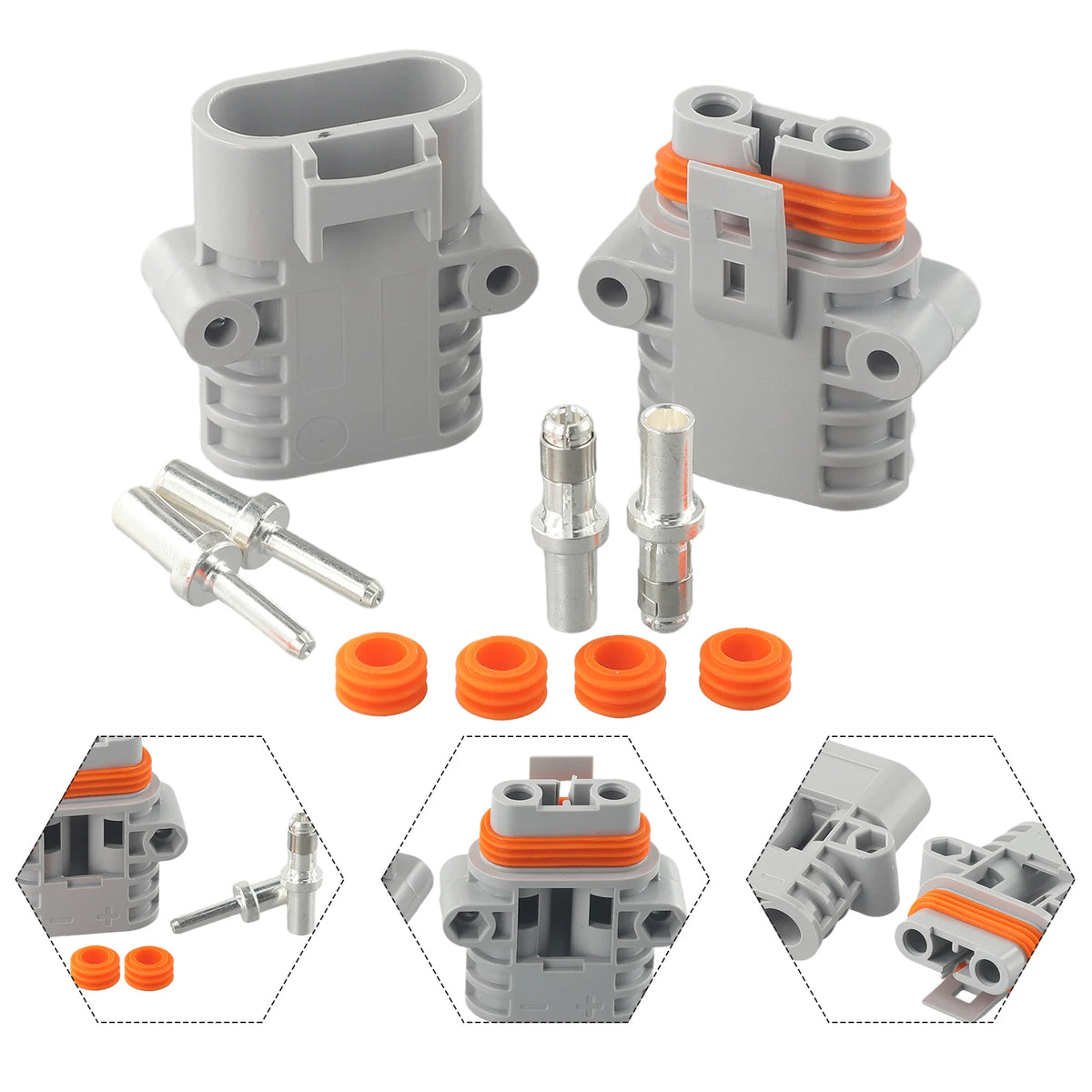  Male Female Connector FOR Anderson- 50Amp 600V 6 AWG Grey Forklift Cable Power Connectors Plug- Solar Panel Wire Connector