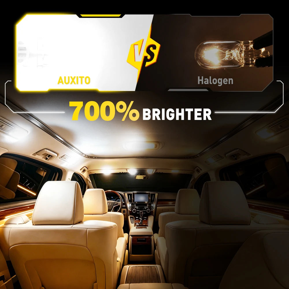 AUXITO 2Pcs T10 W5W LED Bulbs Canbus 6500K White Red Yellow 194 168 2825 Interior Light Reading Trunk Dome Map Lamp Super Bright