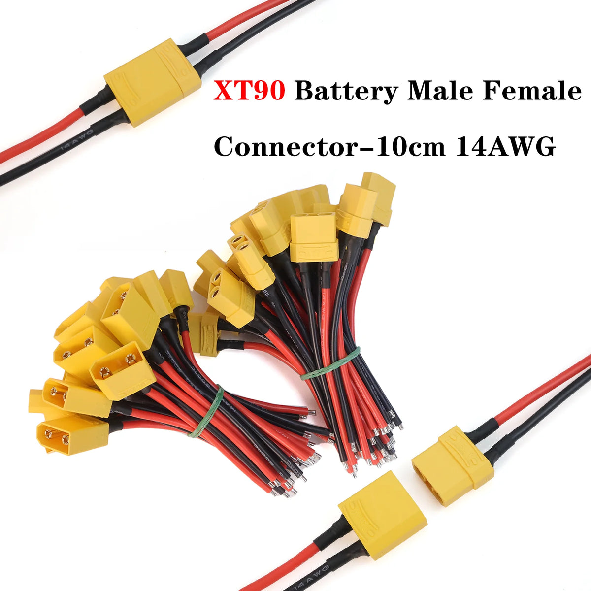 XT90 Male Female Connector Plug Silicone Wire 10AWG Tinned Copper 10cm Pair for RC Lipo Battery Drone FPV Car Boat Charger DIY