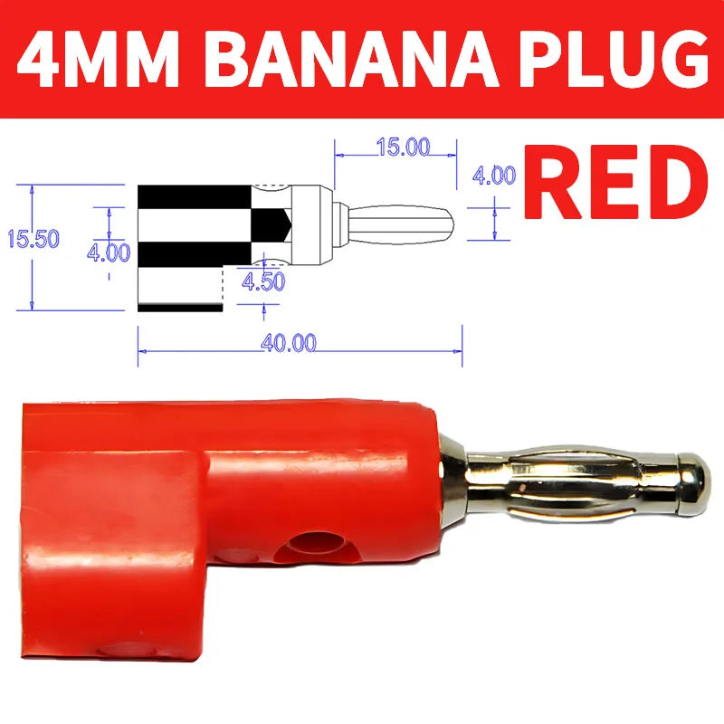 4mm 90 Degree Stackable Banana Plug, Solderless Side Entry Connector for Multimeter Test Leads, Audio Equipment and Power Supply