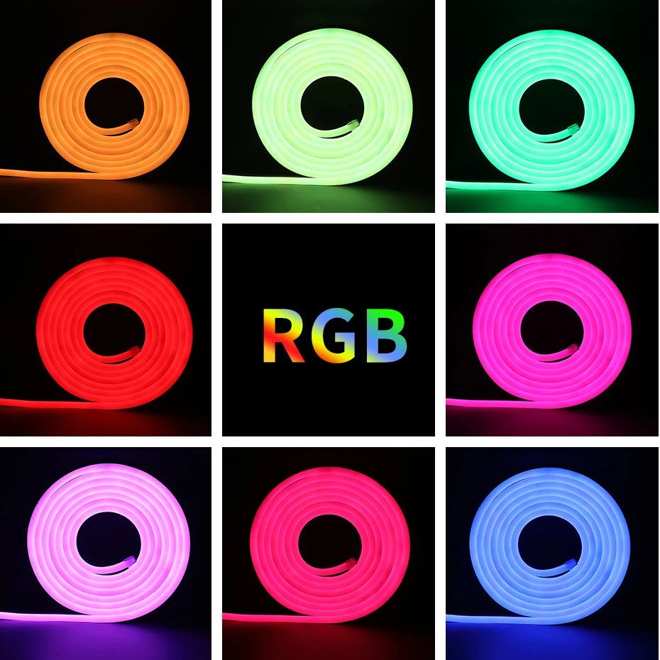 30M 20M 10M RGB LED Neon Strip Light 220V Decor Home Lighting Waterproof Flexible LED Ribbon Remote/Bluetooth/Tuya WiFi Control