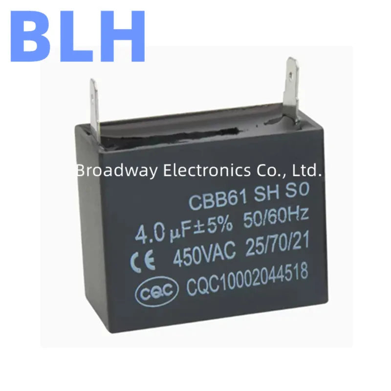 CBB61 fan air conditioner plug-in starting capacitor 450V 1UF 1.2UF 1.5UF 2U 2UF 2.5UF 3U 3UF 3.5U 3.5UF 4U 4UF two plug-in pins