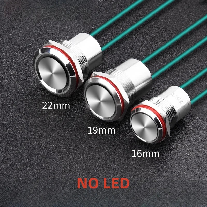 16 19mm Metal Pushbutton Switch High Current 10A Outdoor IP68 Self-Locking Reset Waterproof Start Power Button