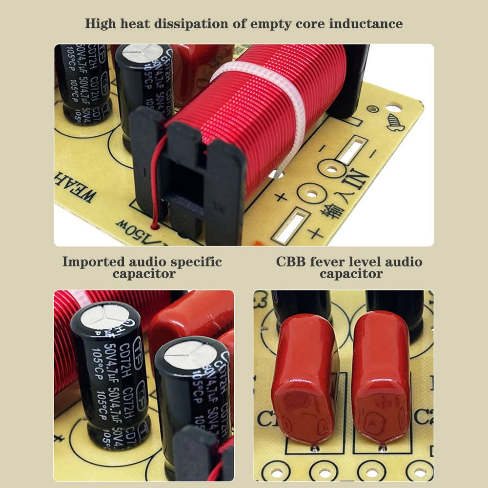 150W 3 Way HiFi Speaker Frequency Divider Audio Crossover Filter Treble Alto Bass Frequency Divider for Professional or Home Use