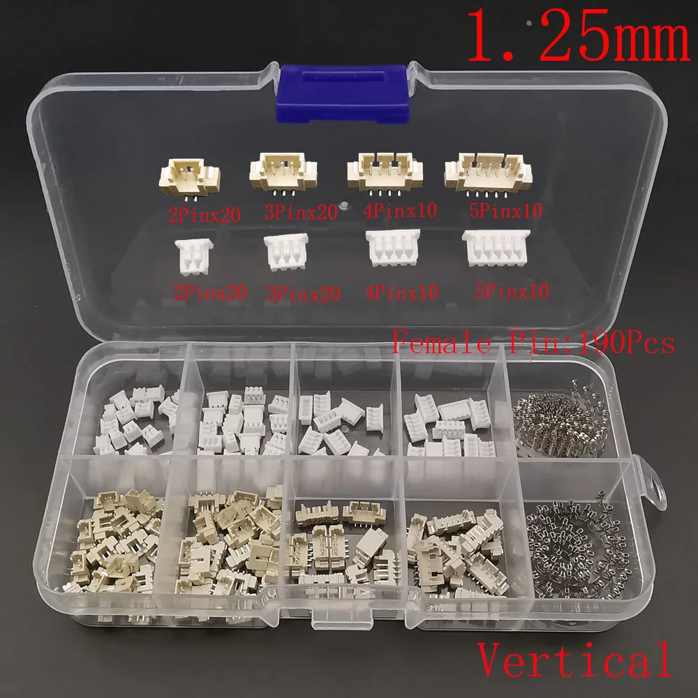1Box JST XH 2.54/PH 2.0/SH 1.0/JST 1.25 Male Plug Female Socket Housing Terminal Pin Header Connector Horizontal/Vertical