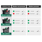 Waterproof Button Switch Momentary Self Reset Self Locking Flat Round Head 22mm Power Push Button Switch 10A 1NO 1NC Red Green