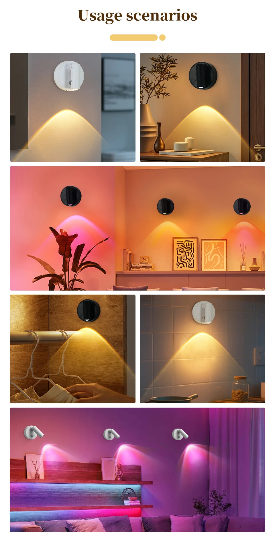 Motion Sensor LED Night Light Rechargeable Cordless Wall Lamp with Remote Control Touch Dimmable Magnetic Spotlight for Hallway
