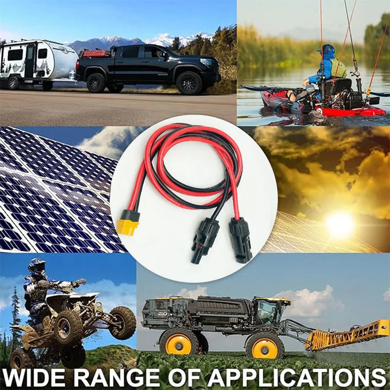 XT90 to Solar Connector Cable 10AWG XT60 Male to Female Silicone Extension Cable For Remote Battery Solar Portable Power Station