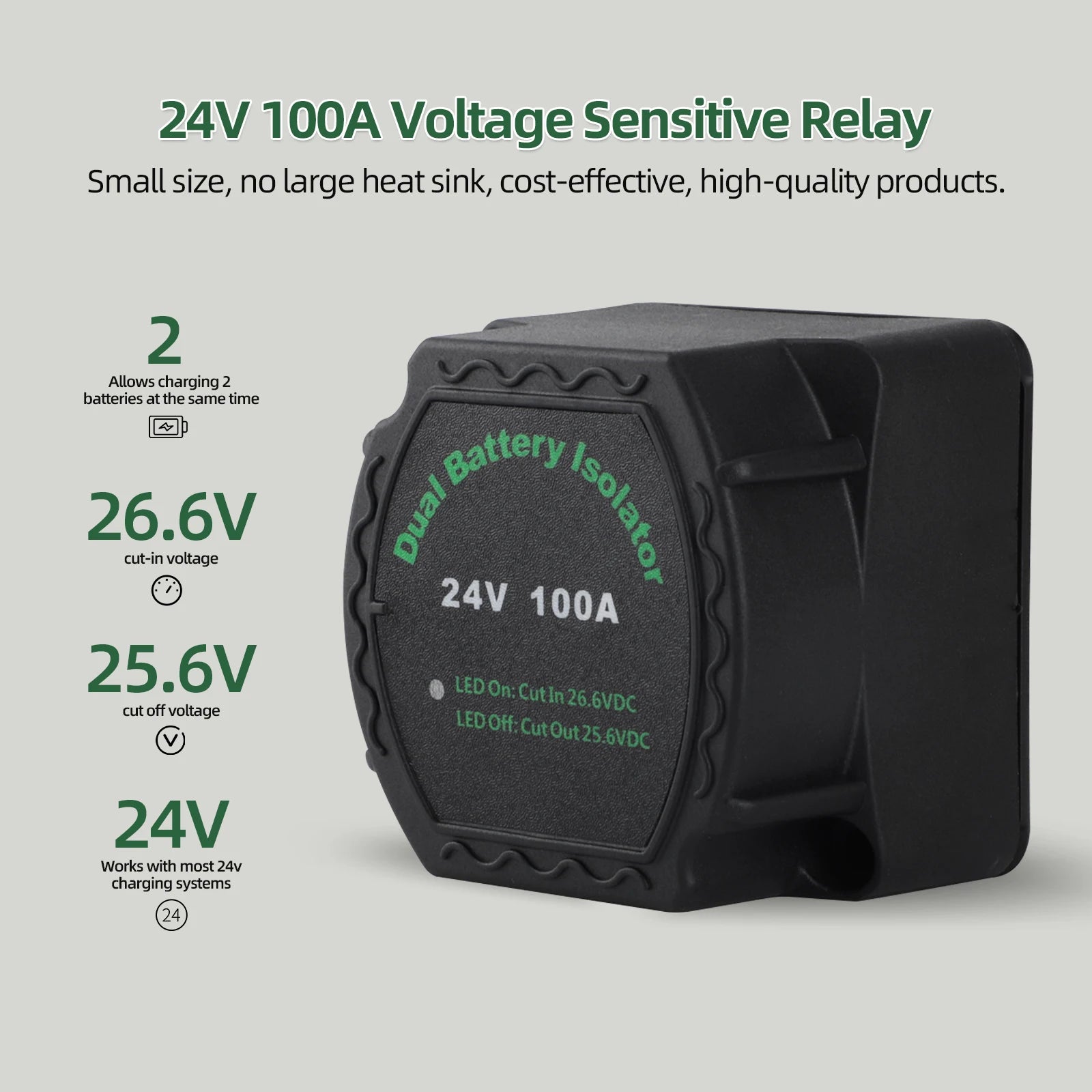 Voltage Sensitive Split Charge Relay VSR 24V 100A Smart Dual Battery Isolator For Car RV's Boat Marine Camper Truck