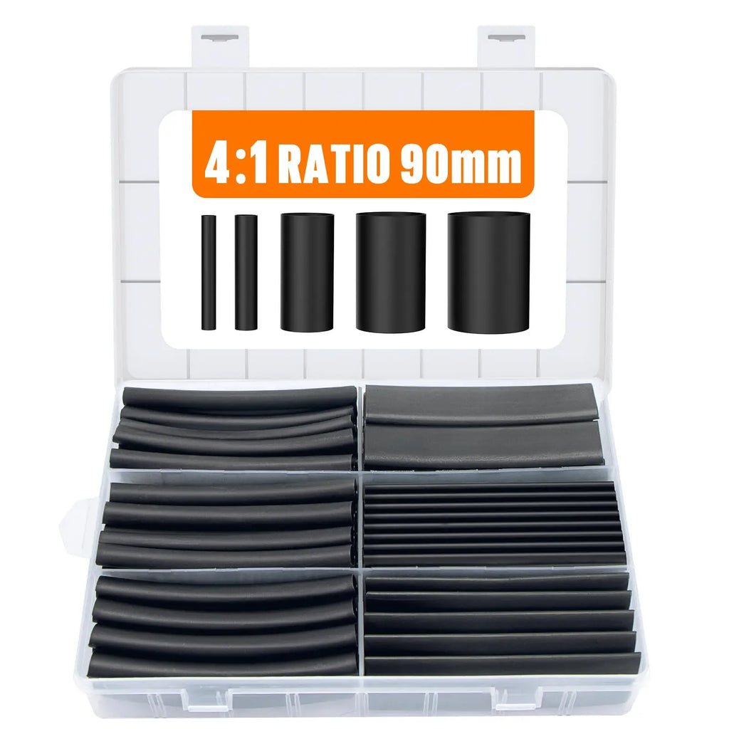 5 Sizes 90mm/3.54inch Heat Shrink Tubing Kit 75 Pcs 4:1 Ratio Adhesive Lined Dual Wall Tube Marine Grade Heatshrink Wrap Tubes