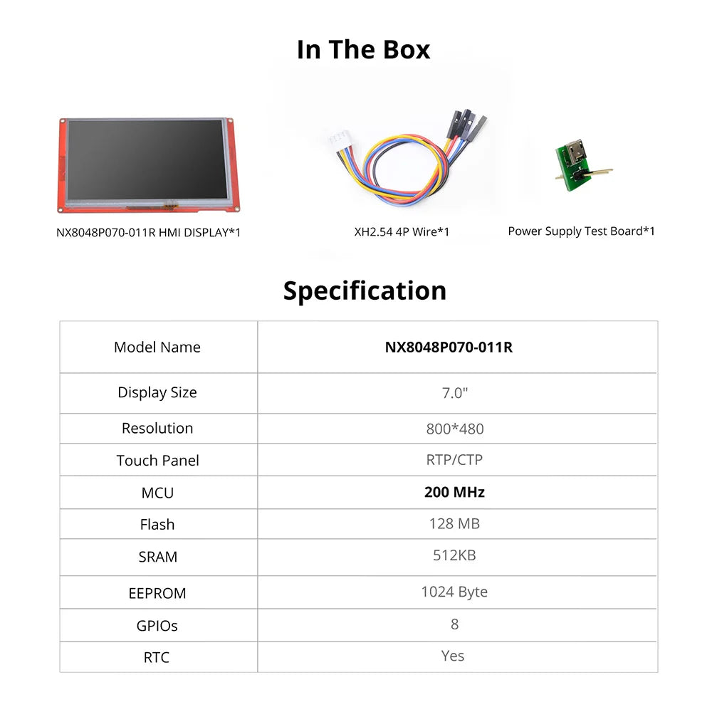 NEXTION 7.0'' Intelligent LCD Touch Display Module NX8048P070-011C/R Multifunction HMI Resistive/Capacitive Without Enclosure