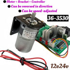 Gear reduction motor, capable of forward and reverse rotation, with adjustable speed. 36mm gearbox, 36 - 3530
