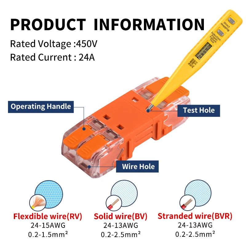 JINH CMK64 Series 18Pcs Mini Quick Connector Universal Compact Push-in Terminal Block Standard Solid Flexible Wires