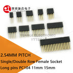 2.54mm Single Double Row Female Socket 1X5/6/8/10/15/16/40 2X3/4/20/18/40 Long pins PC104 11mm PCB Board Pin Header For Arduino