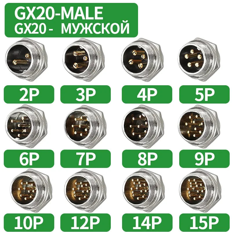 GX12 GX16 GX20 Gold Plated Aviation Plug Socket Docking Connector 2PIN 3PIN 4PIN 5PIN 6PIN 7PIN 8PIN 9PIN 10PIN 12PIN 14PIN 15P