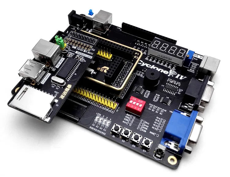 VoltSFPGA Development Board CycloneIV EP4CE6 with LCD VGA OV7670 Camera & Network Interface, JTAG AS Programmer for Electronics