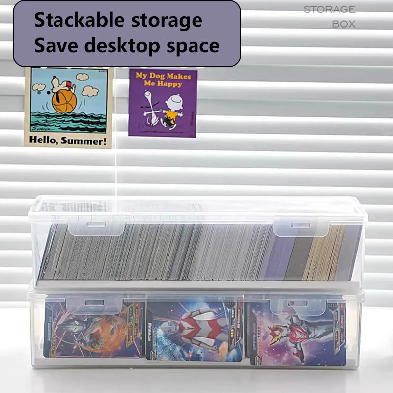 Clear Plastic Compartmentalized Organizer Box Holds 550+ Game Cards Storage Box  Portable With Adjustable Divider For Cards