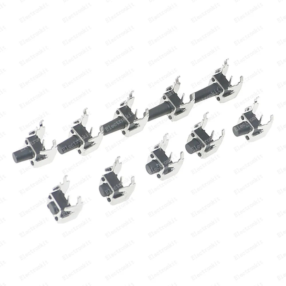 100pcs 10value 6x6mm Panel PCB Momentary Tactile Tact Mini Switch kit Box6*6*4.3/5/6/6.5/7/8/9/10/11/12mm Right Angle With stent