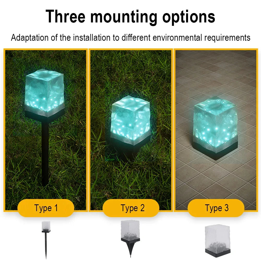 RGB LED Solar Paths Lamp Multicolor Intelligent Light Controlled Sensor Lights Party Atmosphere Light for Garden Patios