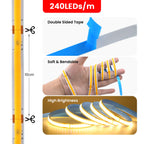 220V 110V 5m-20m COB LED Strip Light with EU/US Plug/2pin Wire 3000K 4000K 6500K 240LEDs/m Linear Lighting Flexible Tape Lights
