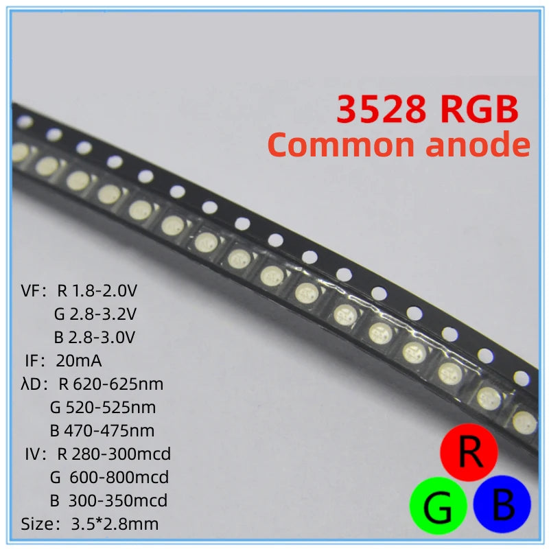 2000Pcs 3528 SMD LED Red Blue Green White Yellow Pink UV RGB LED Lamp Beads Size 1210 Light-emitting Diode High Bright Quality
